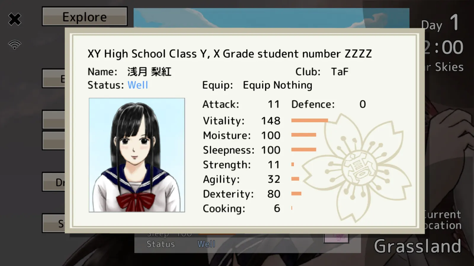 Long Black-Haired Schoolgirl Survival Simulation Game media 5