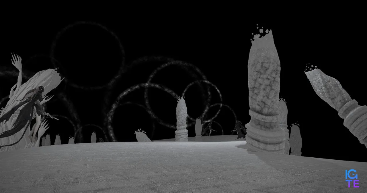 Screenshots of the Dark Territory zone in Final Fantasy 14.