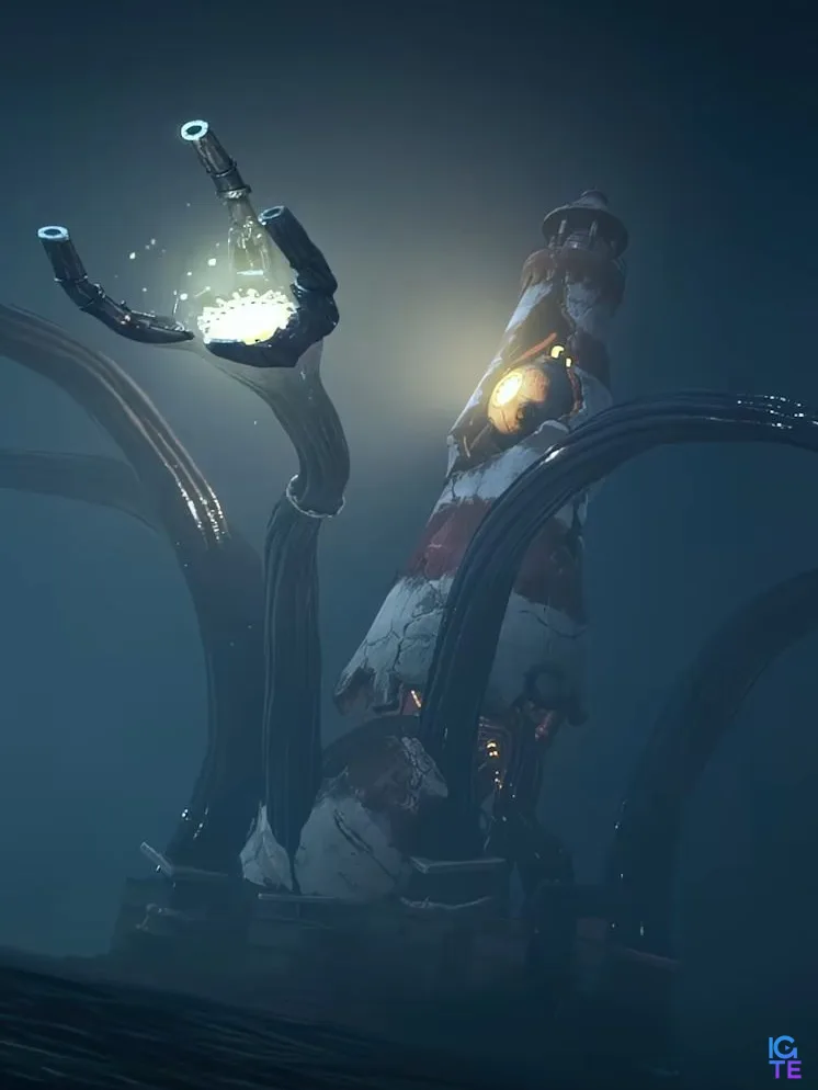 A lighthouse monster rising from the water in Once Human