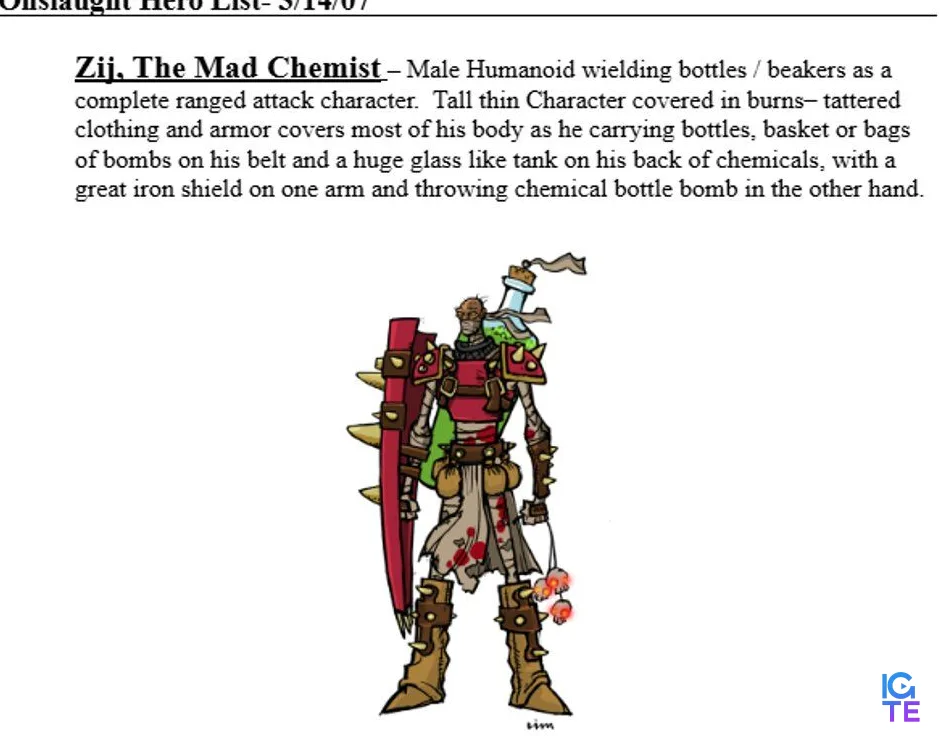 Design docs, Onslaught
