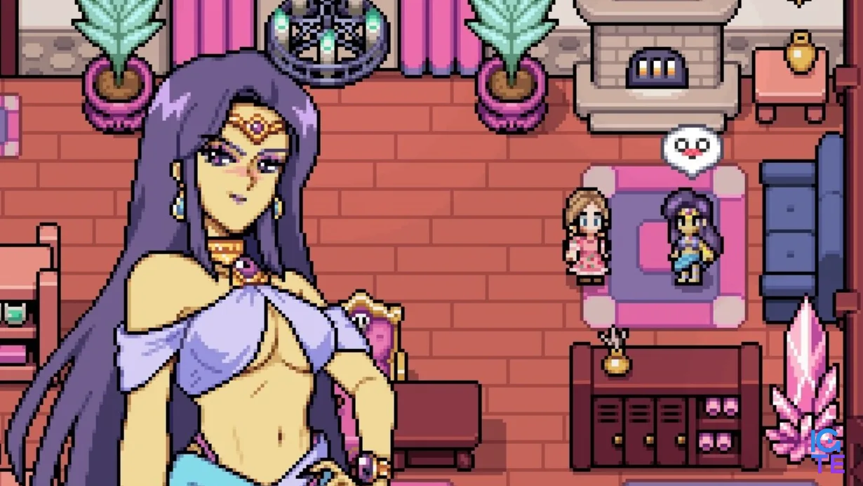 Fields of Mistria - Juniper blushes while confessing her feelings to the main character in her room