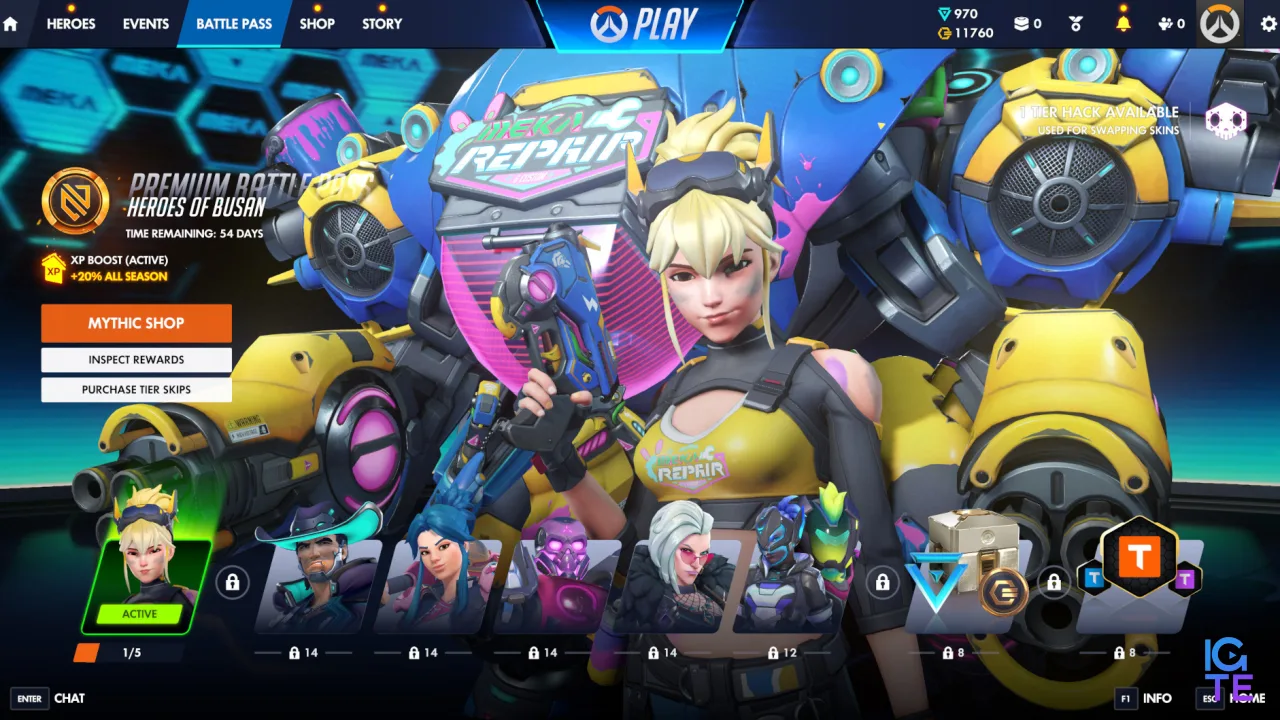 Екран бойової перепустки 4 сезону Overwatch 2 з героїнею D.Mon і новою структурою нагород.