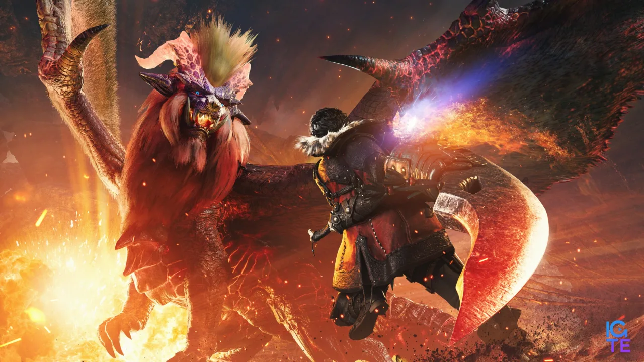 Мисливець стрибає в бік Теостри в Monster Hunter Wilds: Ascendance.