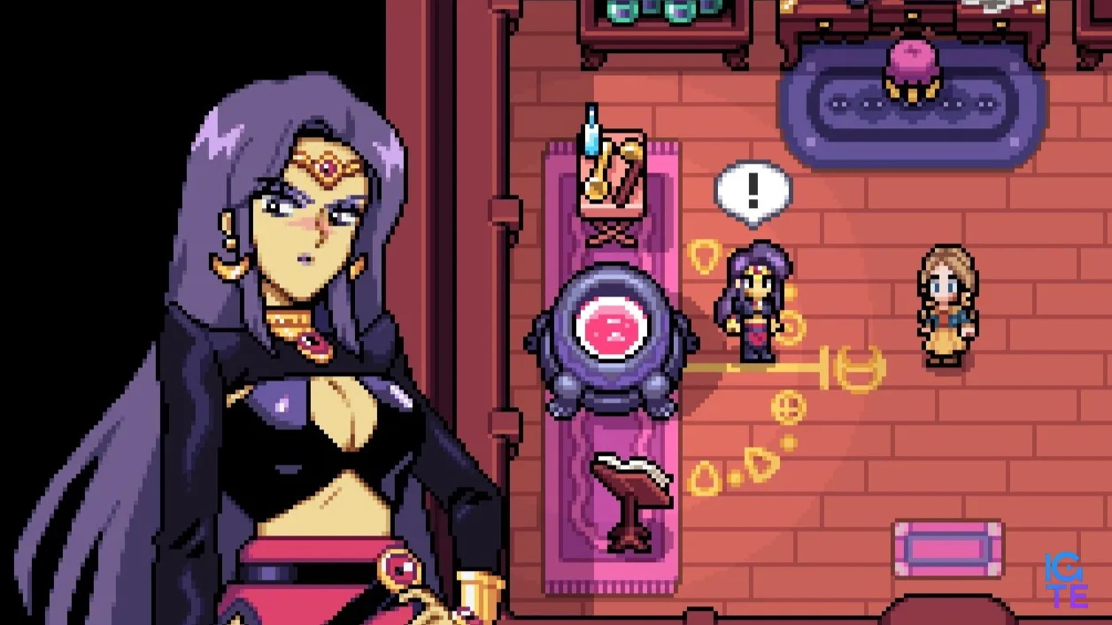 Fields of Mistria - Juniper looks embarassed in her room talking to the main character