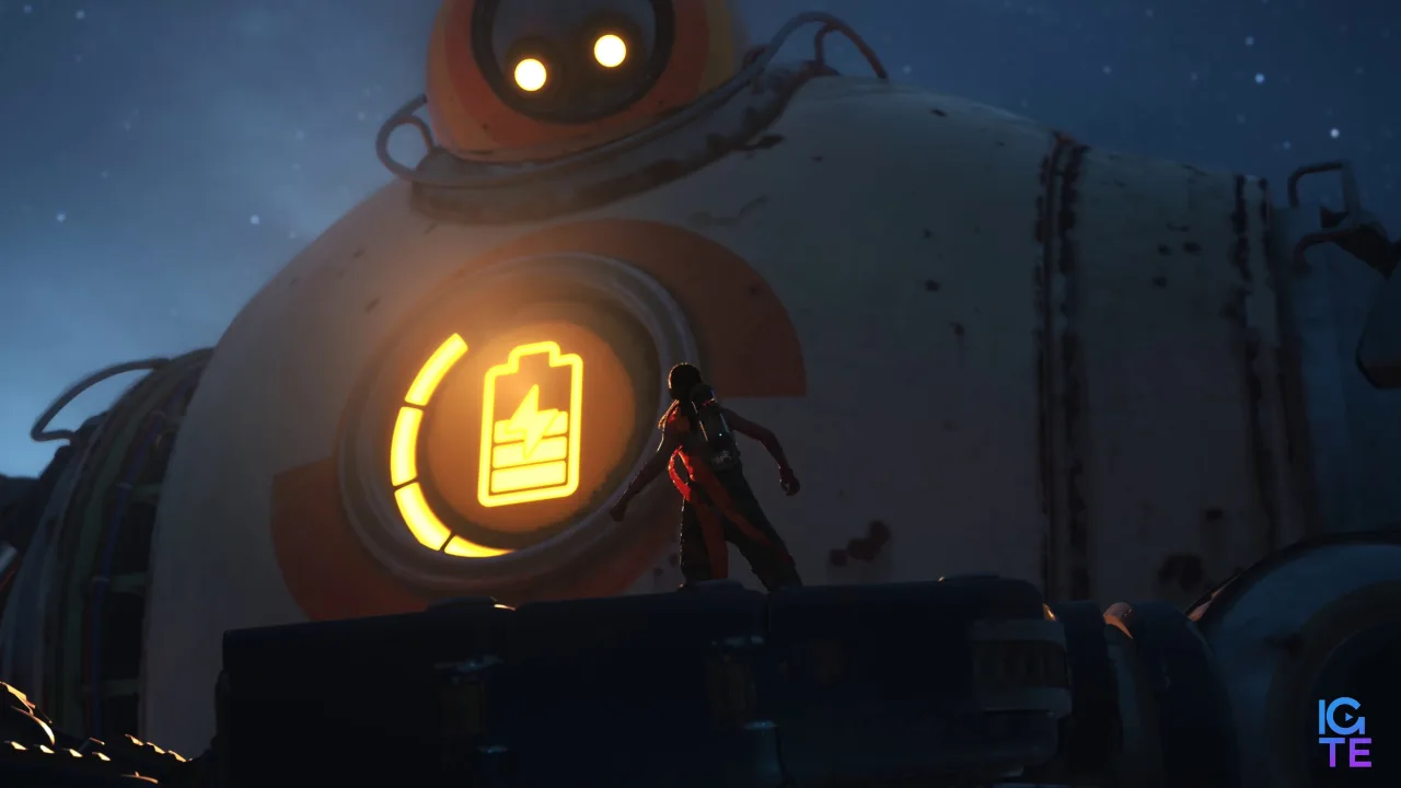 Giant robot holding person in hand