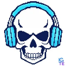 A skull wearing headphones