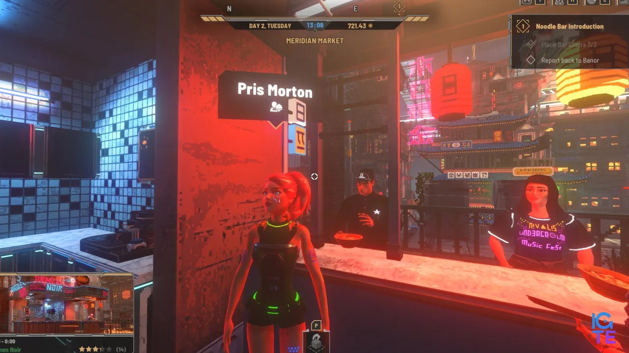 Nivalis Nights - a server named Pris Morton at Ramen Noir serving soup