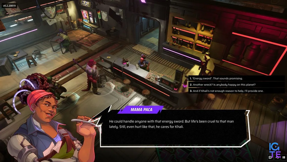 A series of images showing Starfinder: Afterlight, including dialogue, cutscenes, and combat.
