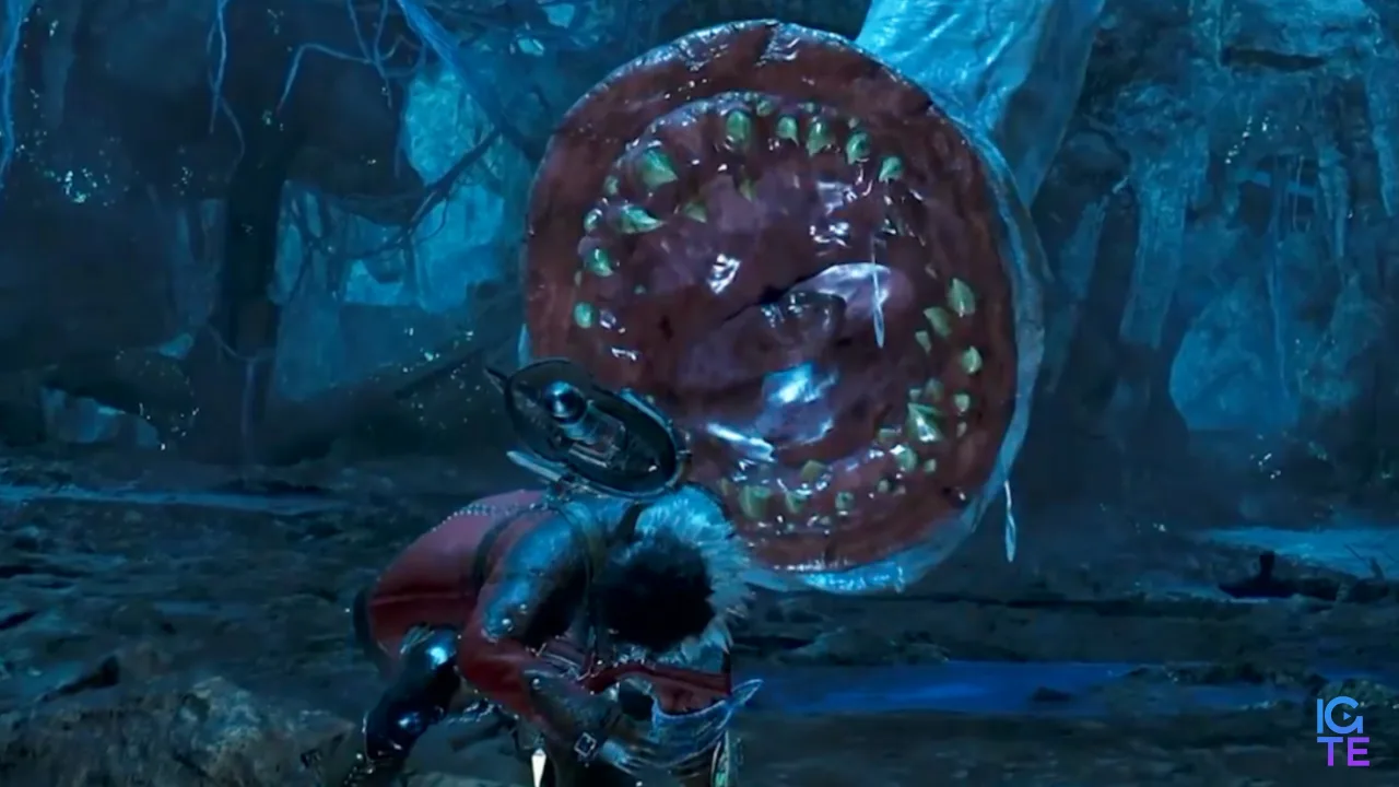 A khezu with its mouth extended in Monster Hunter Wilds: Ascendance.